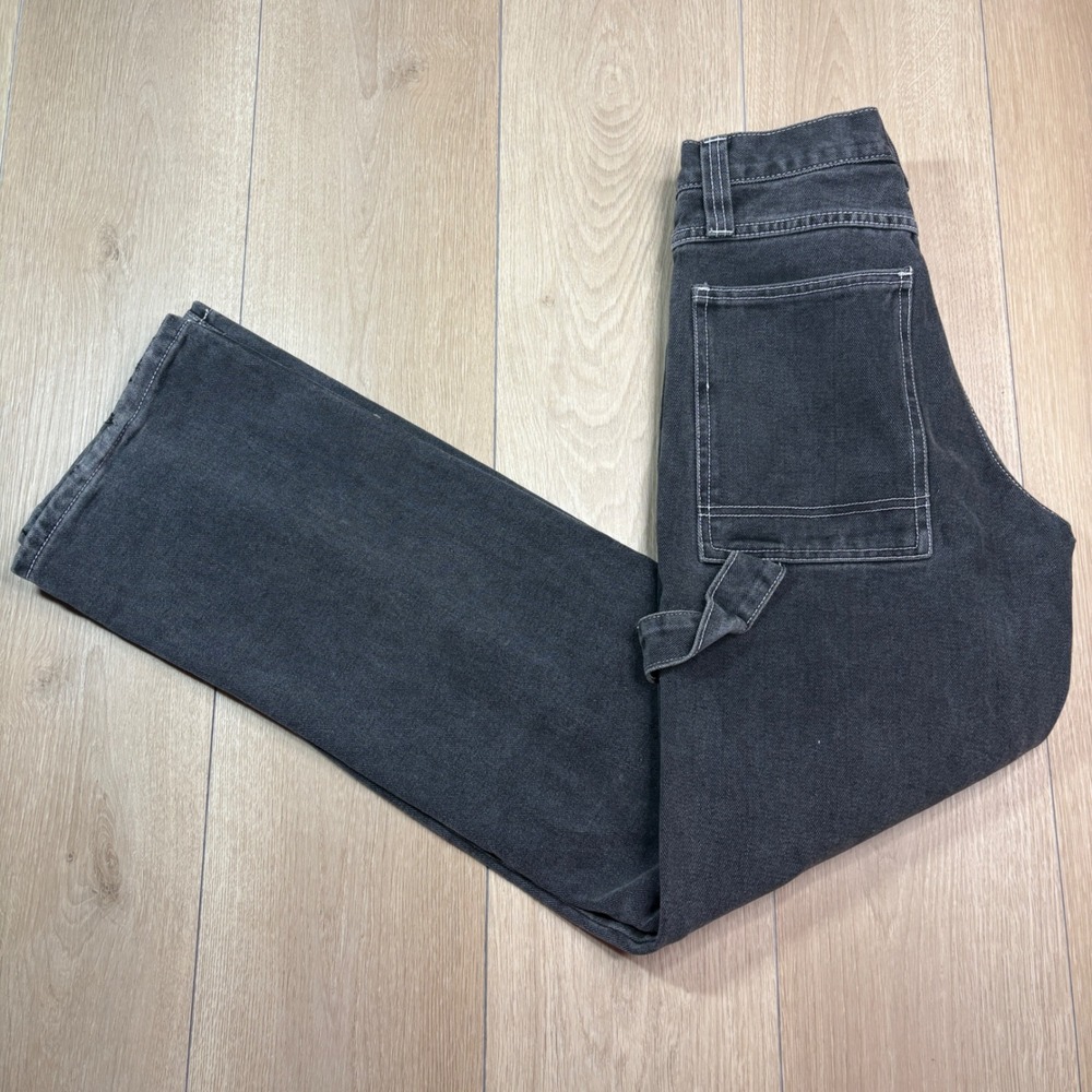 J Galt Carpenter Jeans Faded Black Contrast Stitch Straight Leg Small 27" Waist